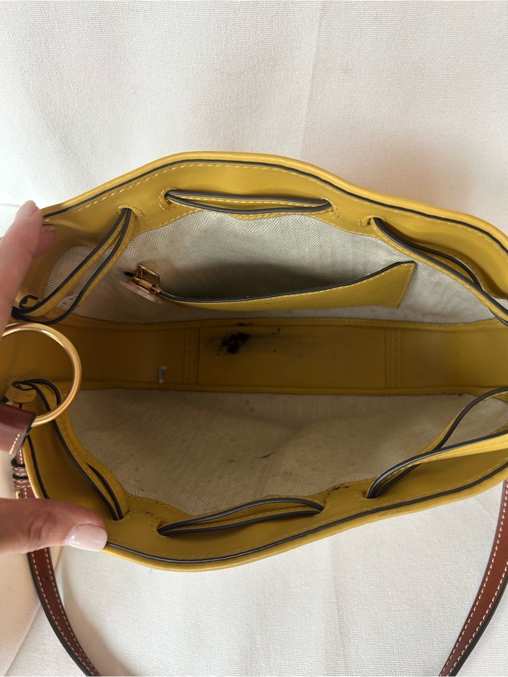 Tory Burch Yellow Woven Logo Crossbody Bag - Picture 6 of 6